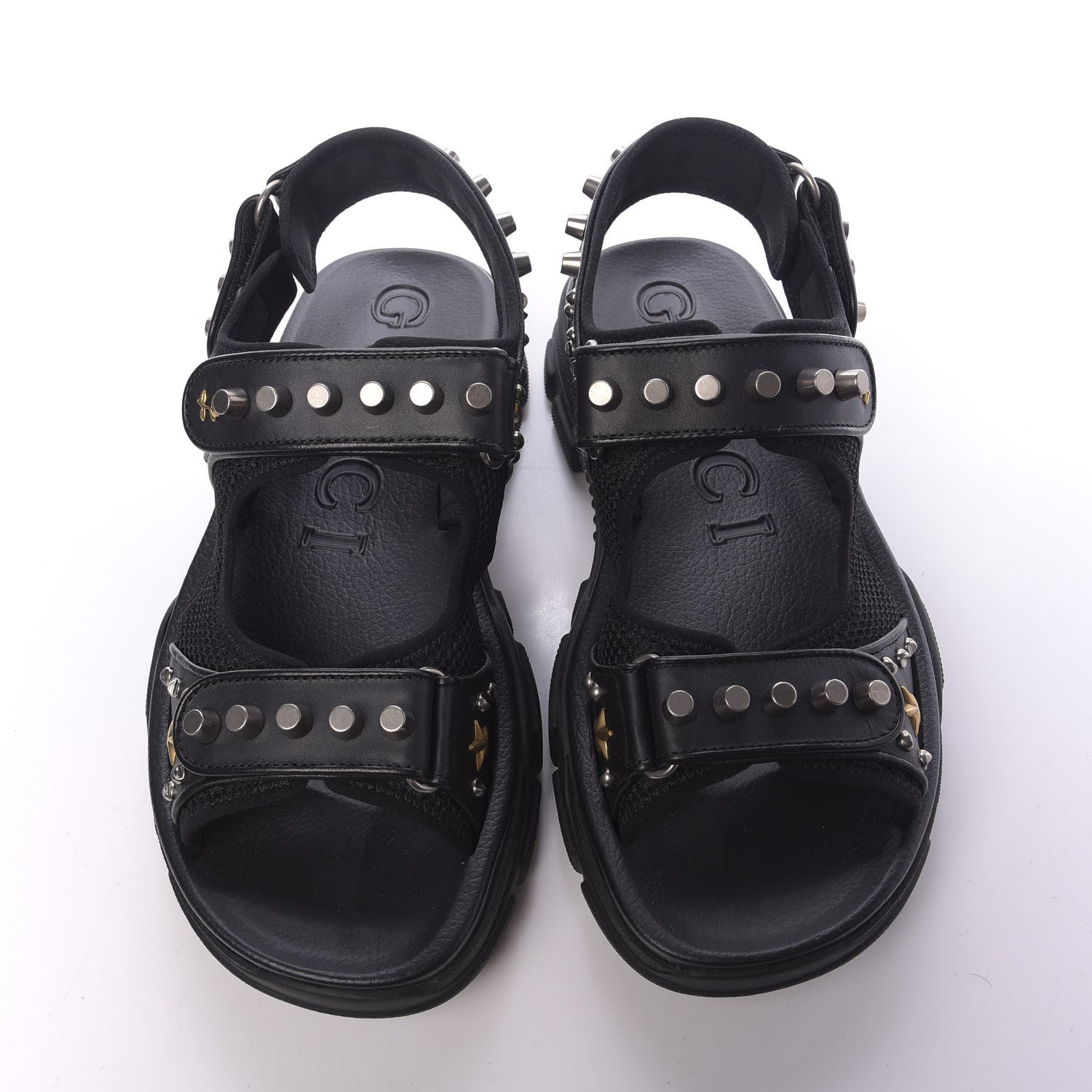 Gucci Nappa Mesh Studded Mens Aguru Sandals 10 Black 6 of 10