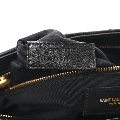 Saint Laurent Grain de Poudre Matelasse Chevron Medium Tribeca Shopping Bag Black 7 of 10