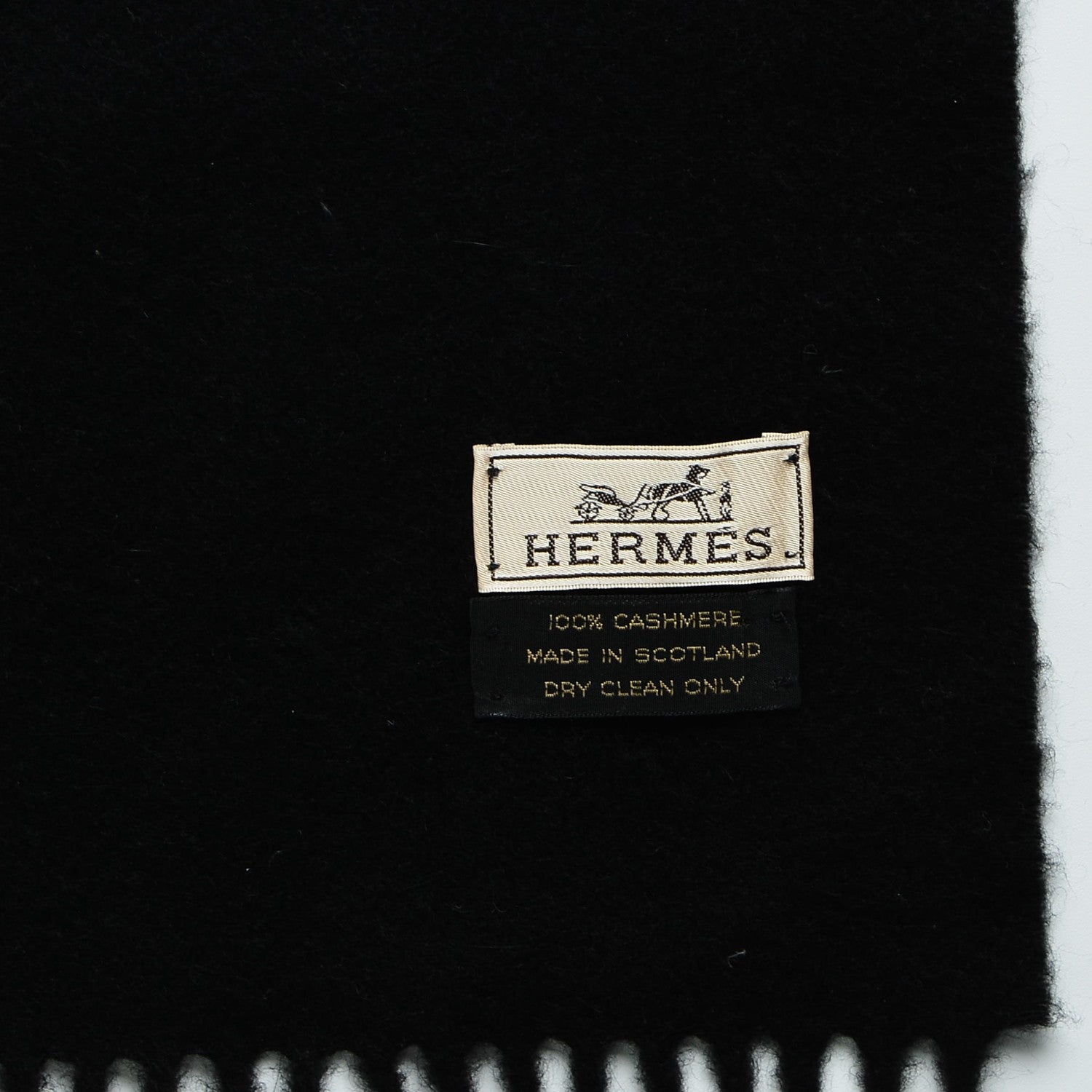 Hermes Cashmere Fringe Scarf Black 3 of 4