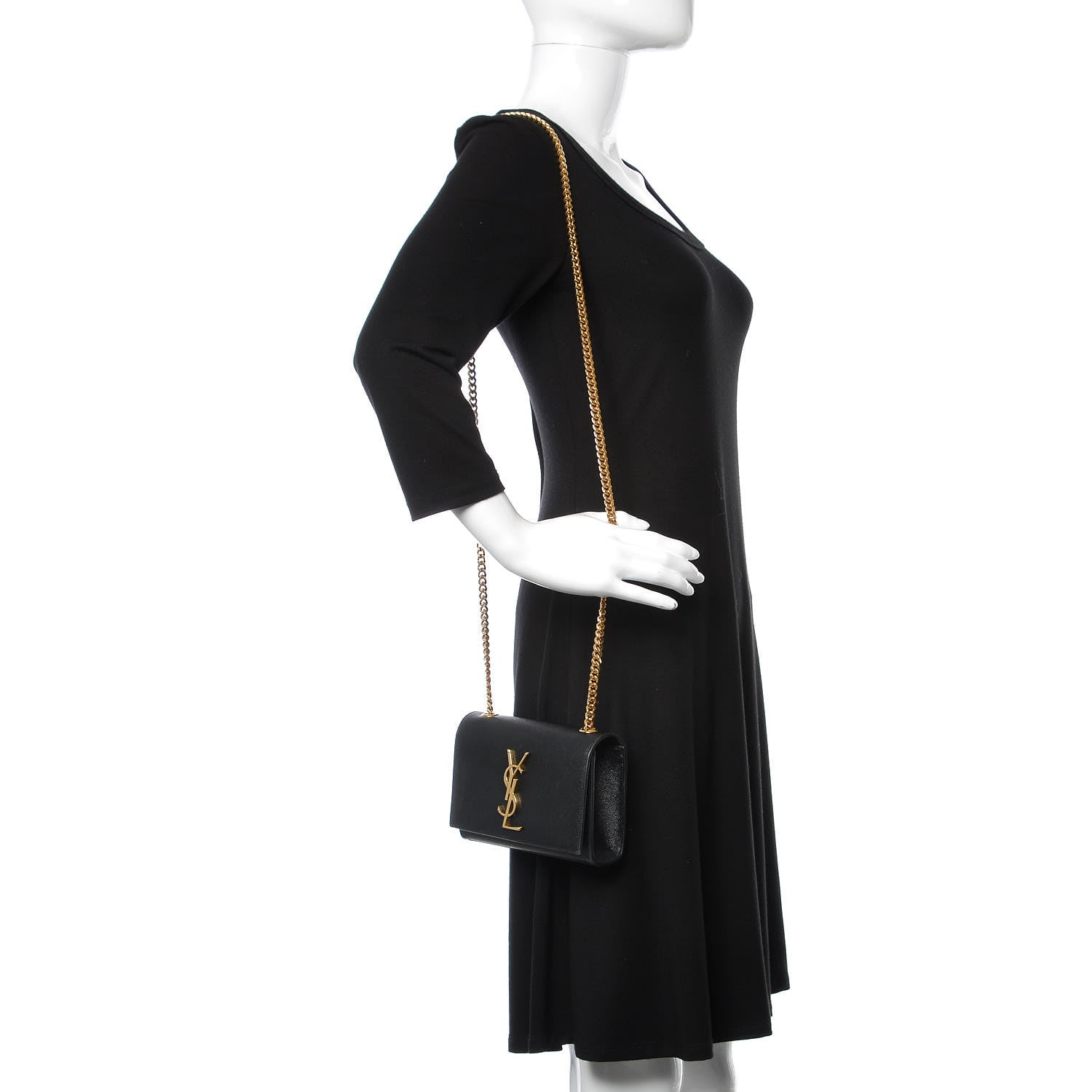 Saint Laurent Grain De Poudre Small Monogram Kate Satchel Black 2 of 9