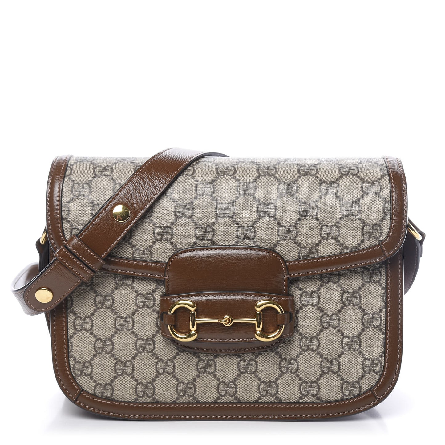 GG Supreme Monogram Horsebit 1955 Shoulder Bag Beige Brown Sugar