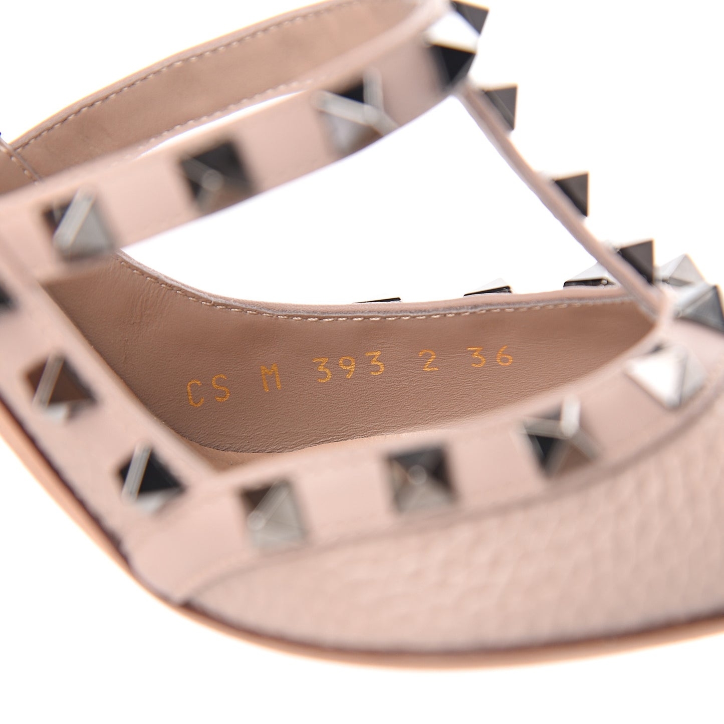 Pebbled Calfskin Rockstud Ankle Strap 100mm Pumps 36 Soft Noisette
