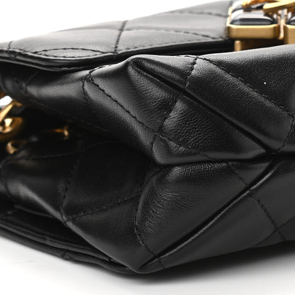 Chanel Lambskin Quilted Diamond Lock Flap Black 9 of 11