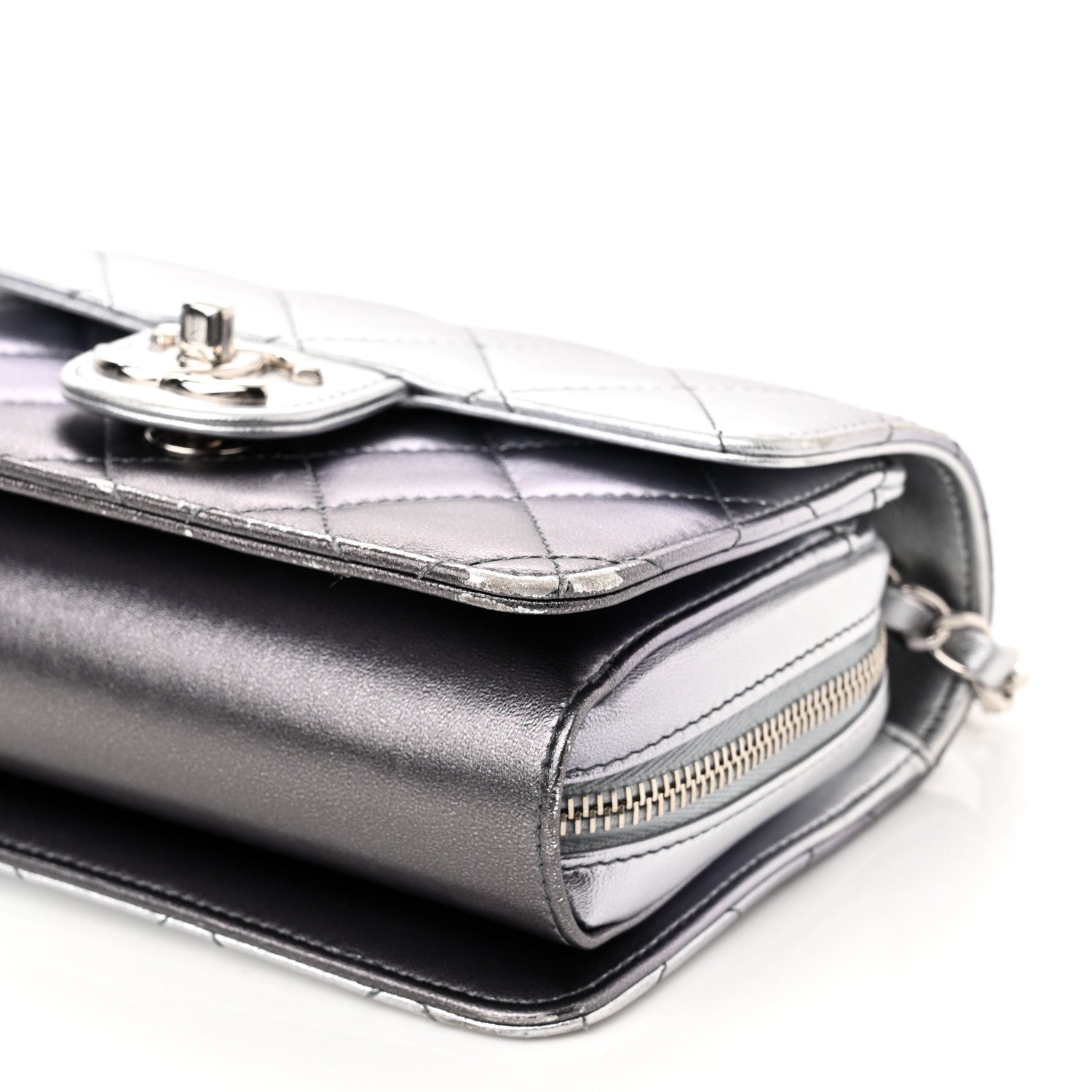 Chanel Metallic Lambskin Like A Wallet Flap Silvery Black 9 of 13