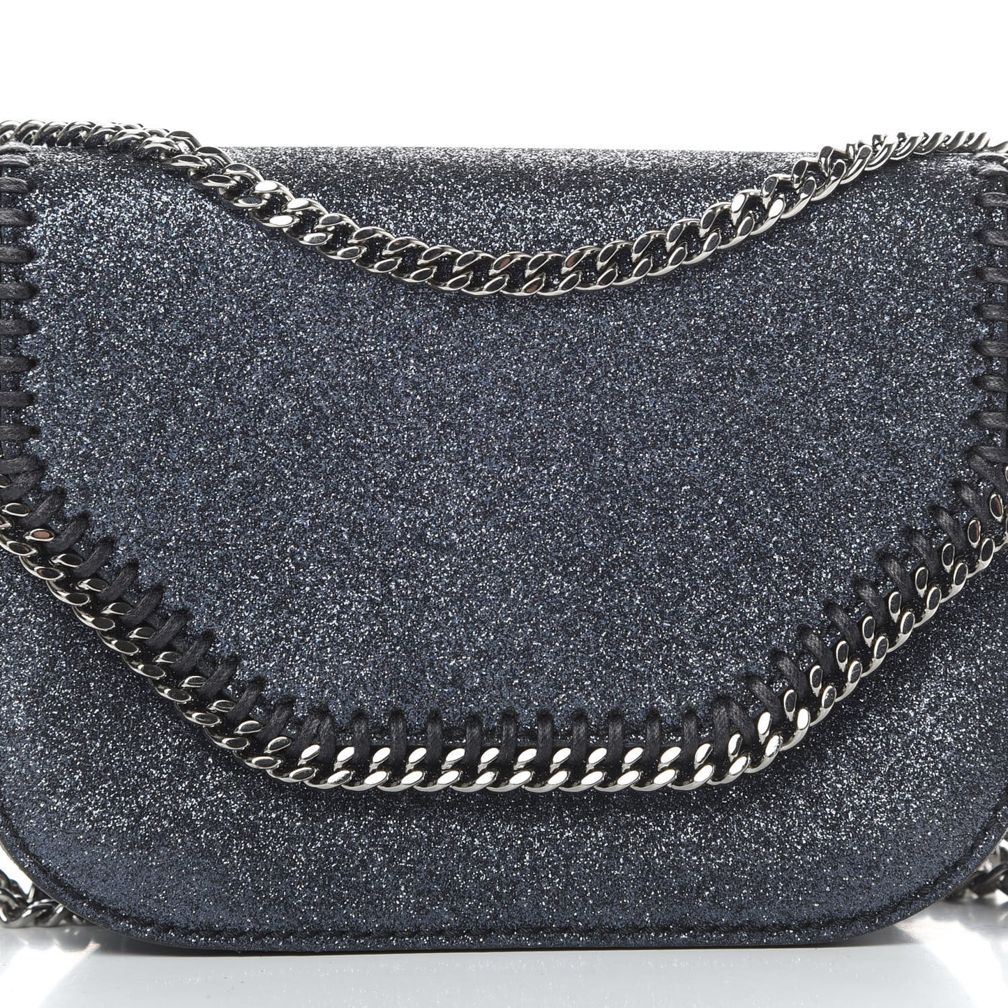 Metallic Glitter Mini Falabella Box Shoulder Bag Blue
