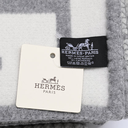 Hermes Wool Cashmere Avalon III Blanket Ecru Gris Clair 3 of 3