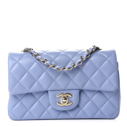 Chanel Lambskin Quilted Mini Rectangular Flap Light Blue 1 of 11