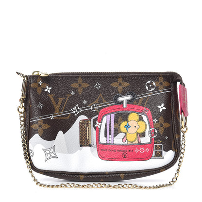 Louis Vuitton Monogram 2019 Christmas Animation Mini Courchevel Pochette Accessories Fuchsia 1 of 8