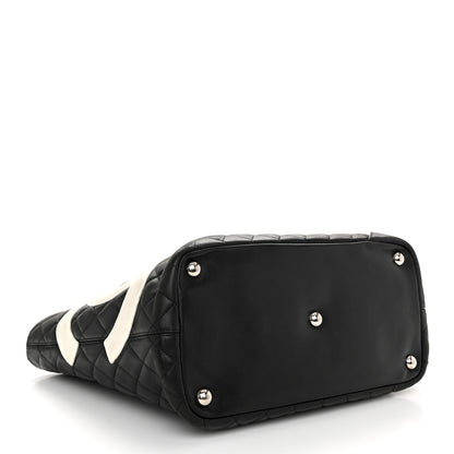 Chanel Calfskin Quilted Large Cambon Tote Black White 3 of 12
