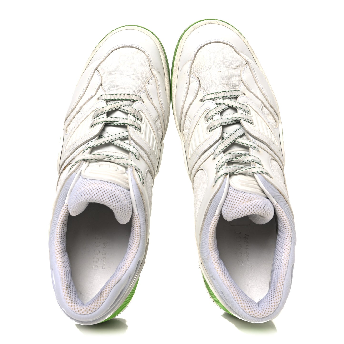 Demetra GG Supreme Monogram Womens Basket Low Top Sneakers 38.5 Great White Green