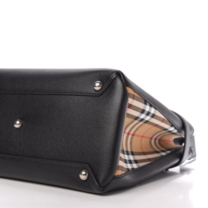 Burberry Derby Calfskin House Check Medium Banner Tote Black 7 of 11