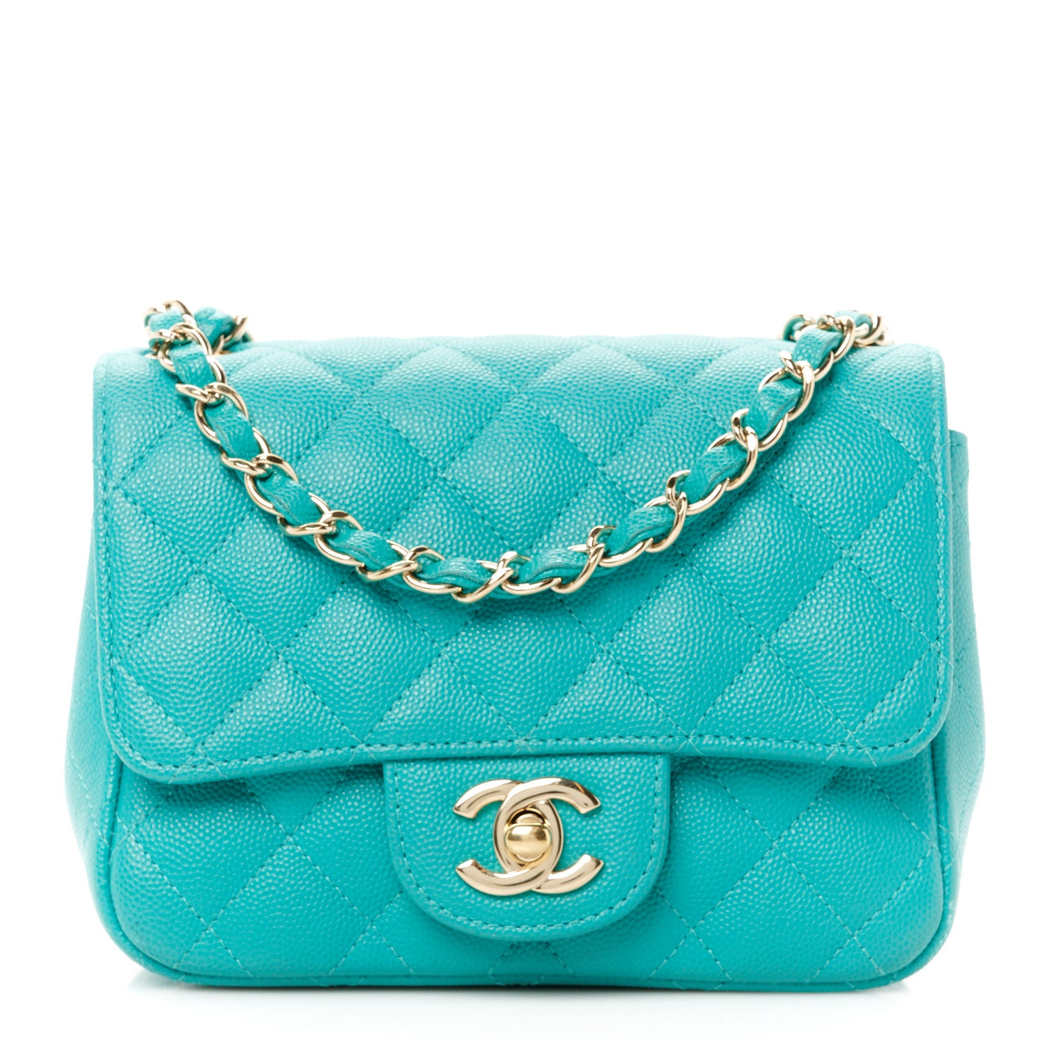 Chanel Caviar Quilted Mini Square Flap Turquoise 1 of 11