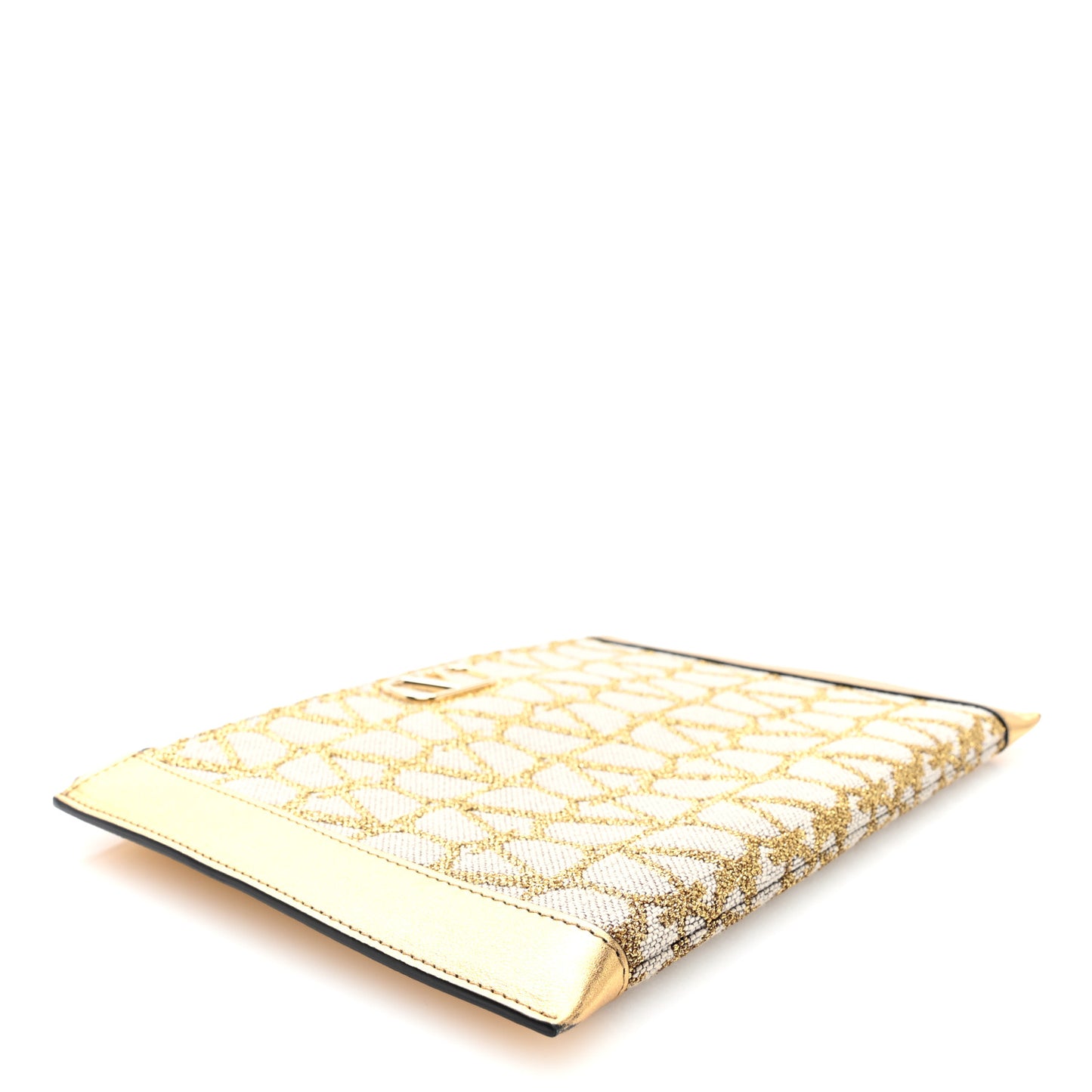 Metallic Canvas Iconographe Vlogo Pouch Gold