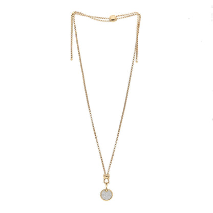 David Yurman 18K Yellow Gold Diamond Elements Disc Pave Pendant Necklace 3 of 4