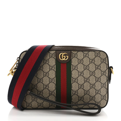 Gucci GG Supreme Monogram Textured Dollar Calfskin Web Ophidia Small Crossbody Bag Beige Ebony New Acero 1 of 10