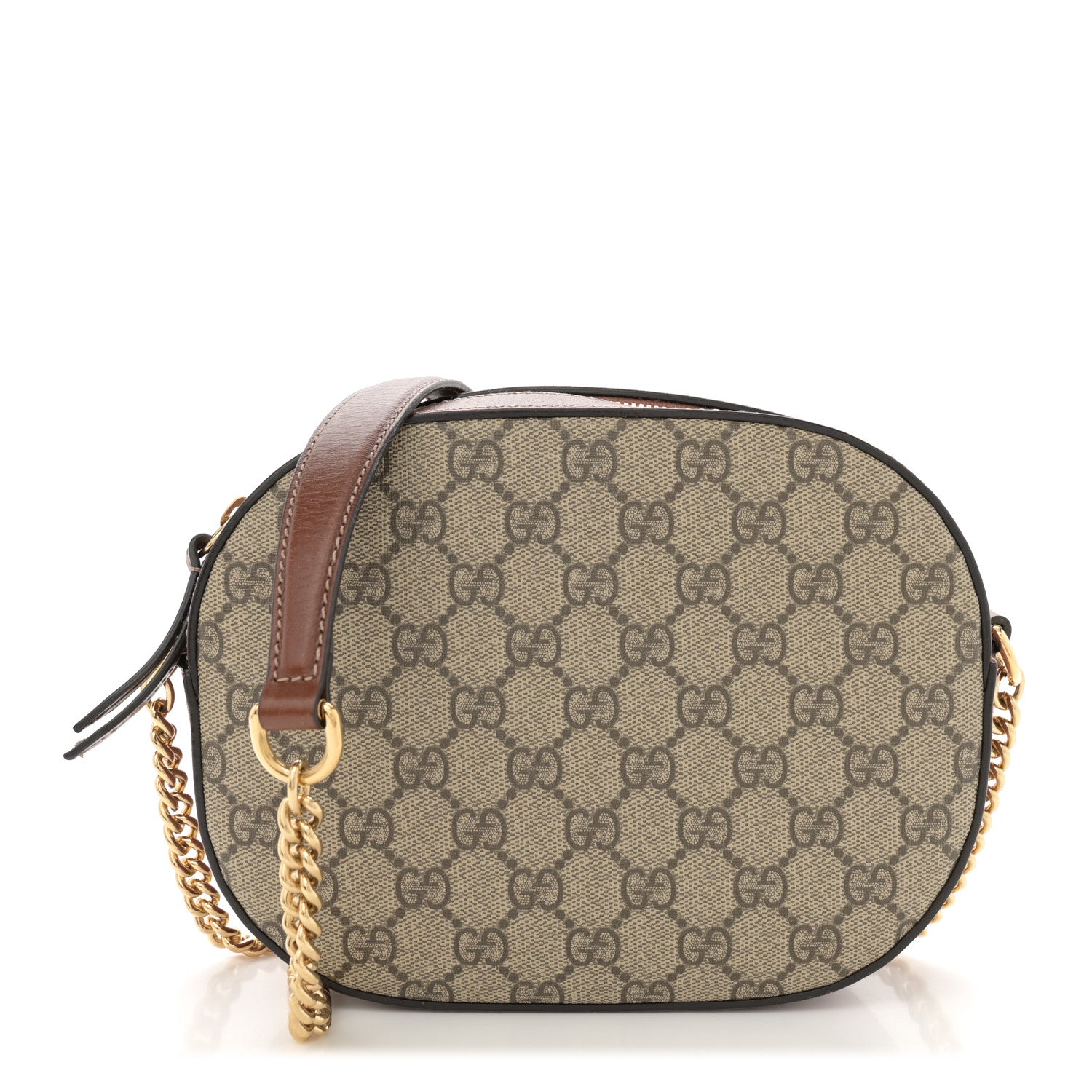 Gucci GG Supreme Monogram Cuoio Toscano Mini Chain Shoulder Bag Beige Ebony Cuir 1 of 11