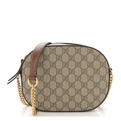 Gucci GG Supreme Monogram Cuoio Toscano Mini Chain Shoulder Bag Beige Ebony Cuir 1 of 11