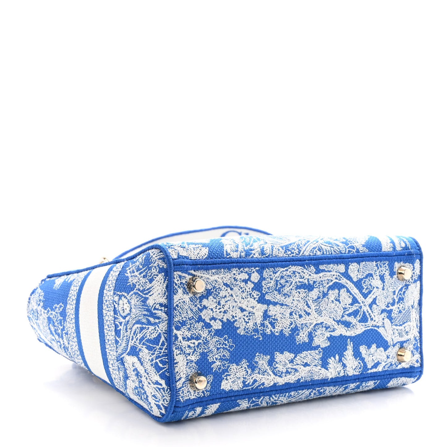 Canvas Toile De Jouy Reverse Embroidered Medium Lady D-Lite Fluorescent Blue