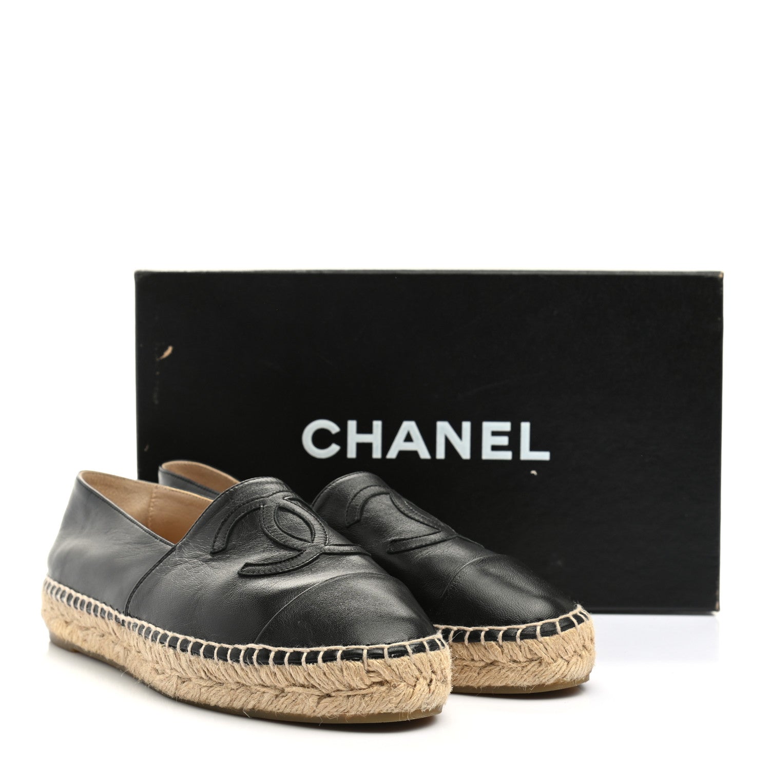 Chanel Lambskin CC Espadrilles 37 Black 10 of 10