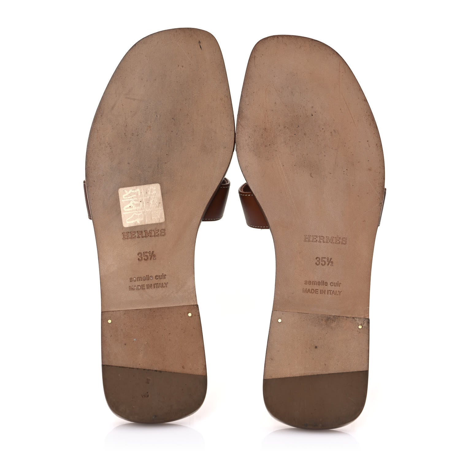 Hermes Box Calfskin Oran Sandals 35.5 Gold 5 of 8