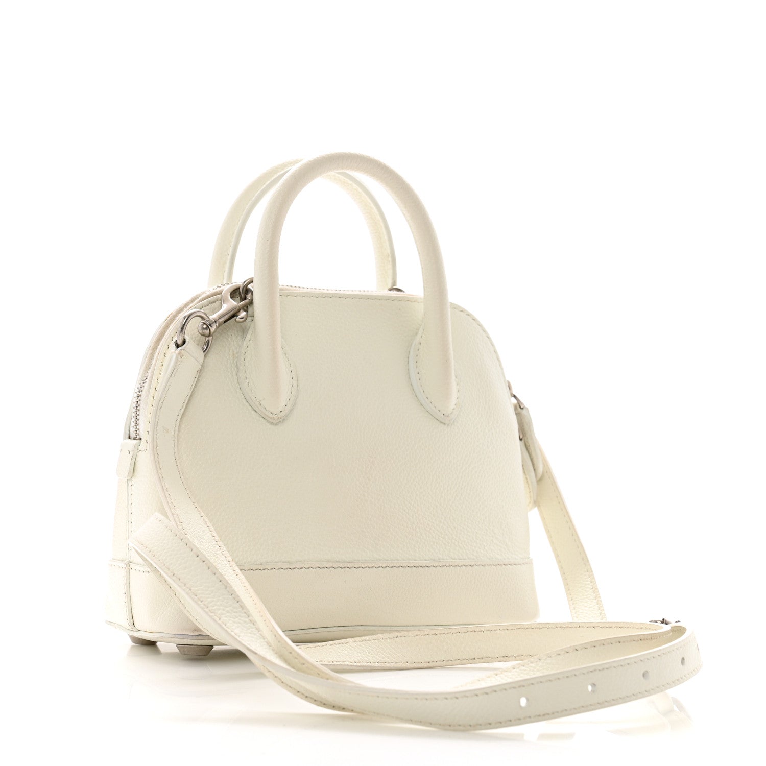 Balenciaga Grained Calfskin Logo XXS Ville Top Handle Bag White Light Green 3 of 14