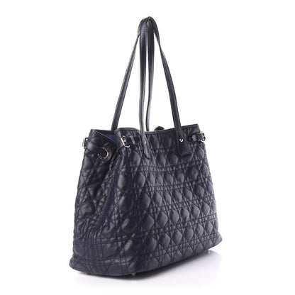 Christian Dior Coated Canvas Cannage Medium Panarea Tote Navy 3 of 12