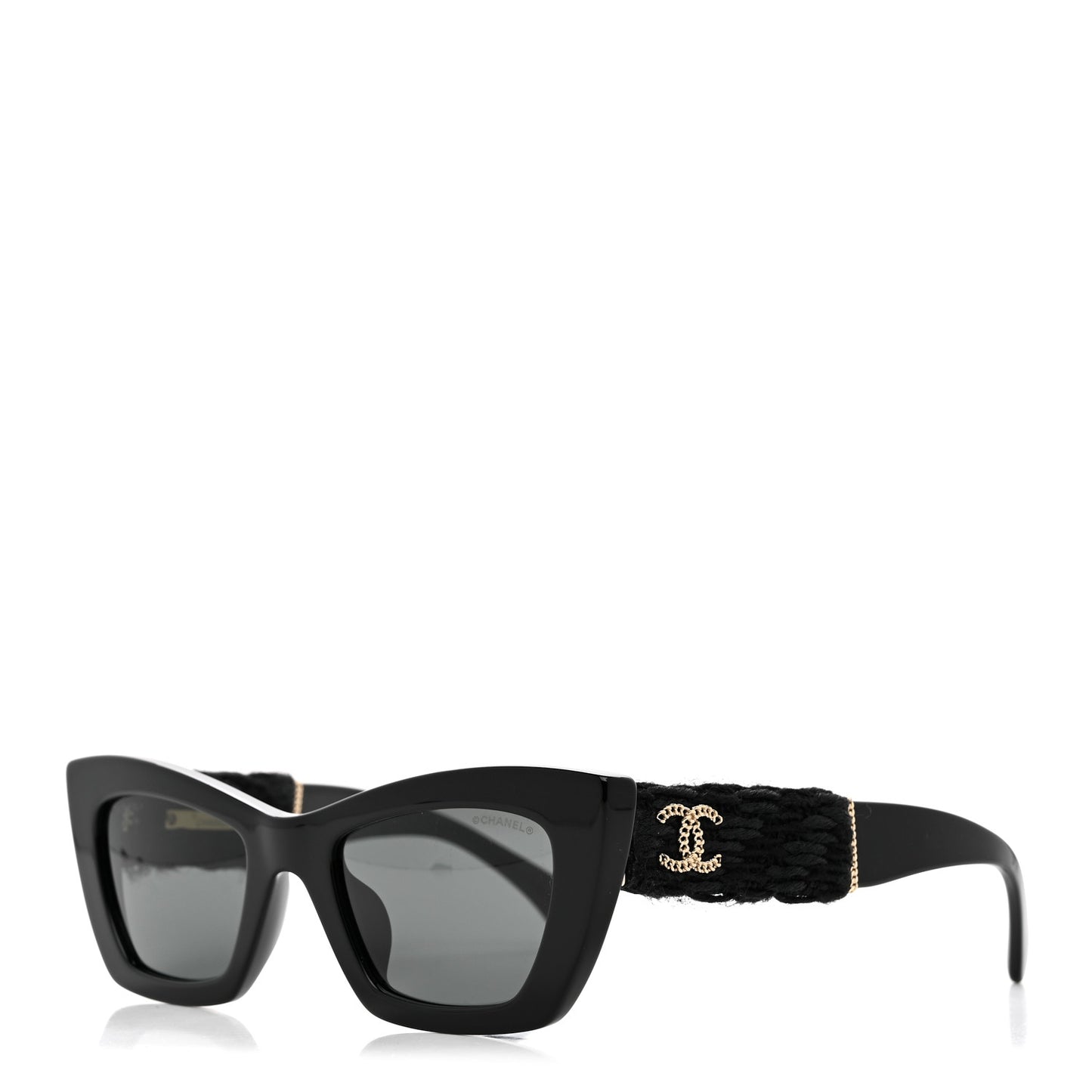 Acetate Tweed CC Cat Eye Sunglasses 71550A Black