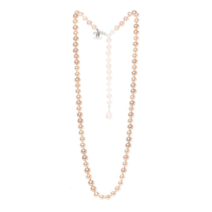 Chanel Pearl CC Long Necklace Gold Pink 3 of 8