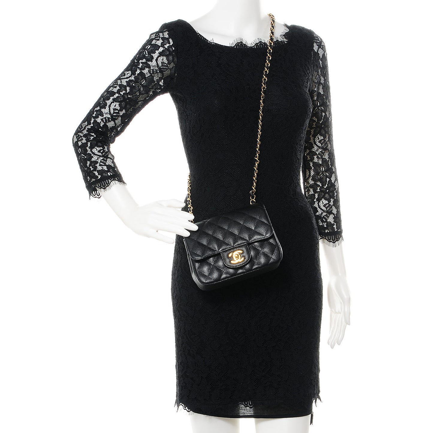 Caviar Quilted Mini Square Flap Bag Black