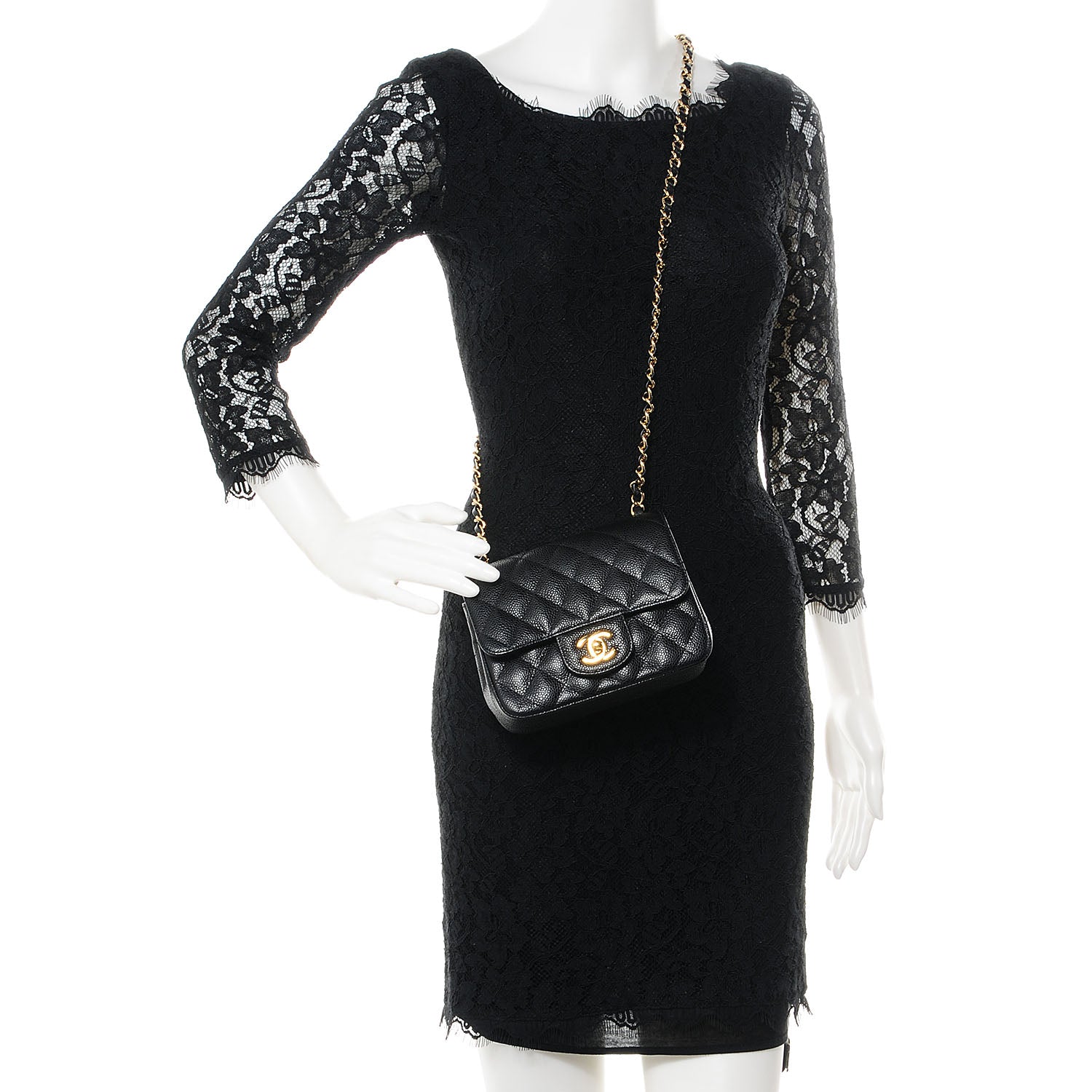 Chanel Caviar Quilted Mini Square Flap Bag Black 2 of 20