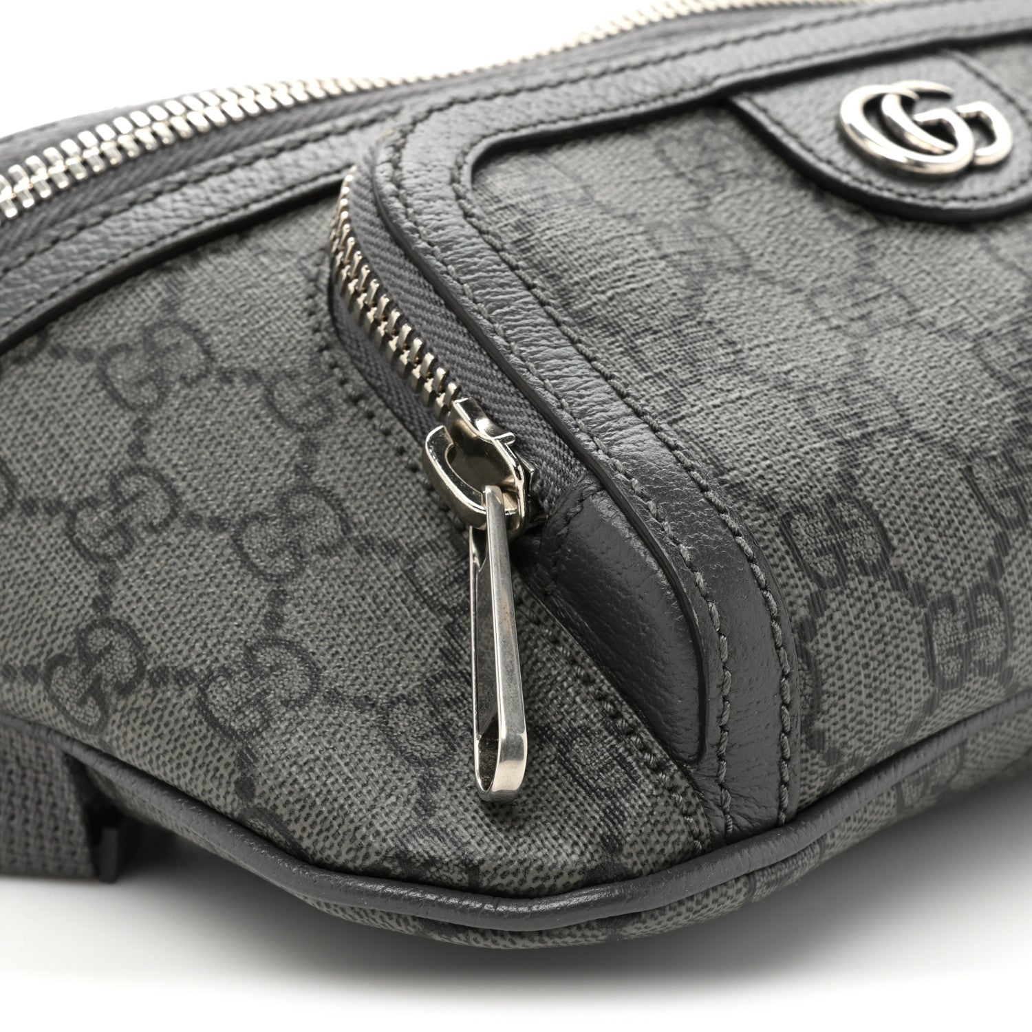 Gucci GG Supreme Monogram Textured Dollar Calfskin Ophidia Belt Bag Grey Black Graphite Grey 10 of 12