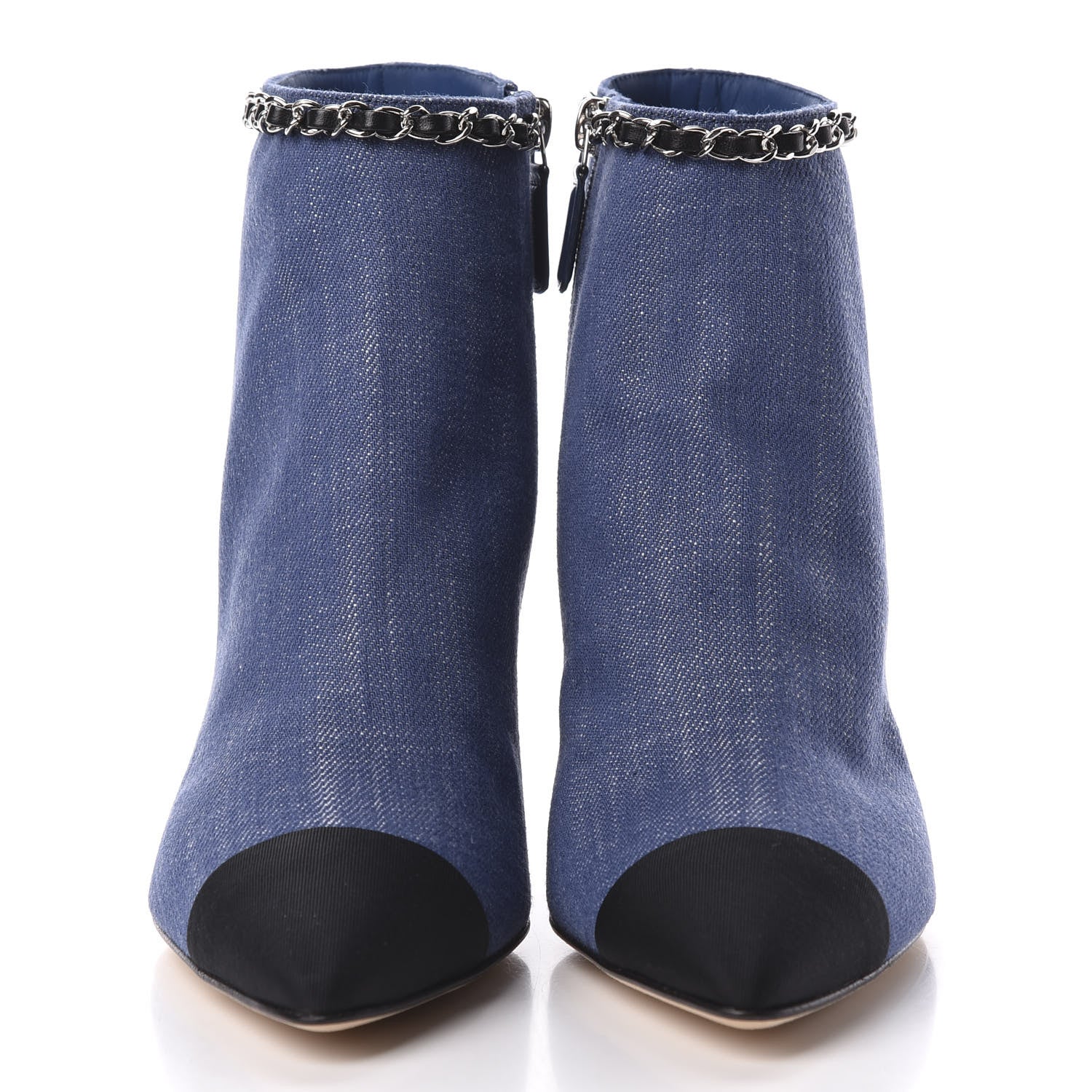 Chanel Denim Grosgrain Cap Toe Short Boots 37 Blue 3 of 9