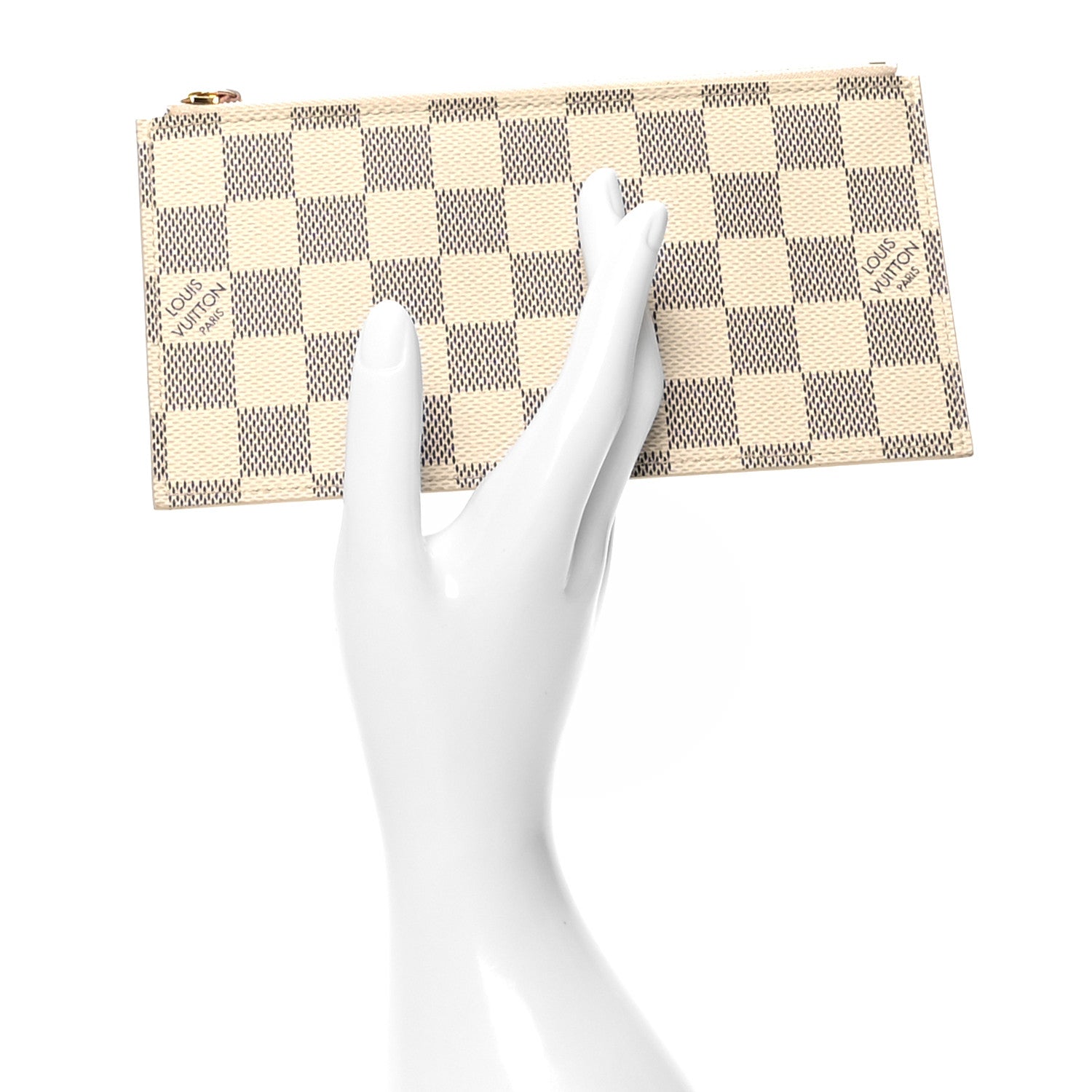 Louis Vuitton Damier Azur Felicie Chain Wallet Zippered Insert Rose Ballerine 2 of 9
