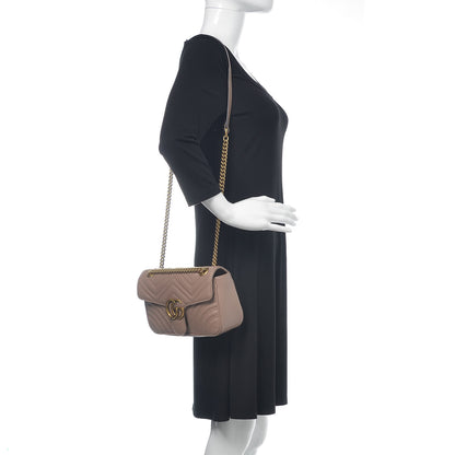 Gucci Calfskin Matelasse Small GG Marmont Shoulder Bag Porcelain Rose 2 of 11