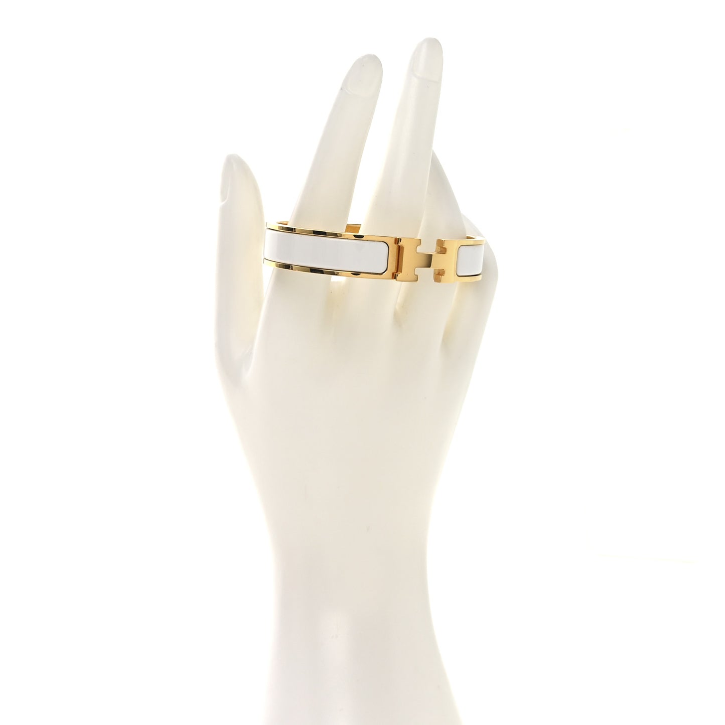 Enamel Narrow Clic Clac H Bracelet GM White