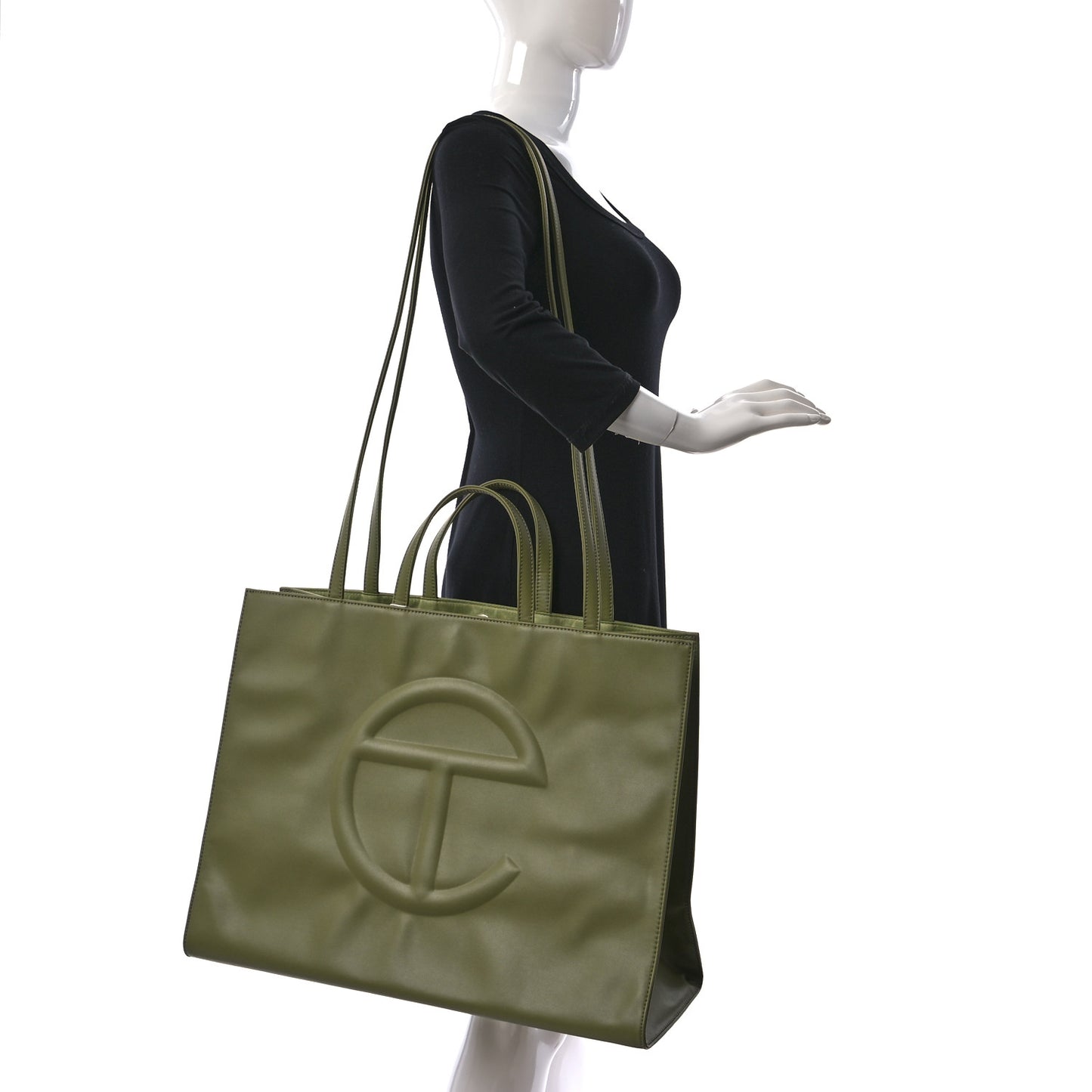 Vegan Leather Large Shopping Bag Drab