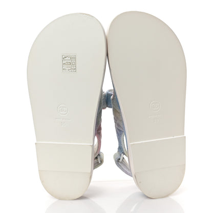 Chanel Printed Fabric Quilted Dad Sandals 35 Green Pink Blue 6 of 8