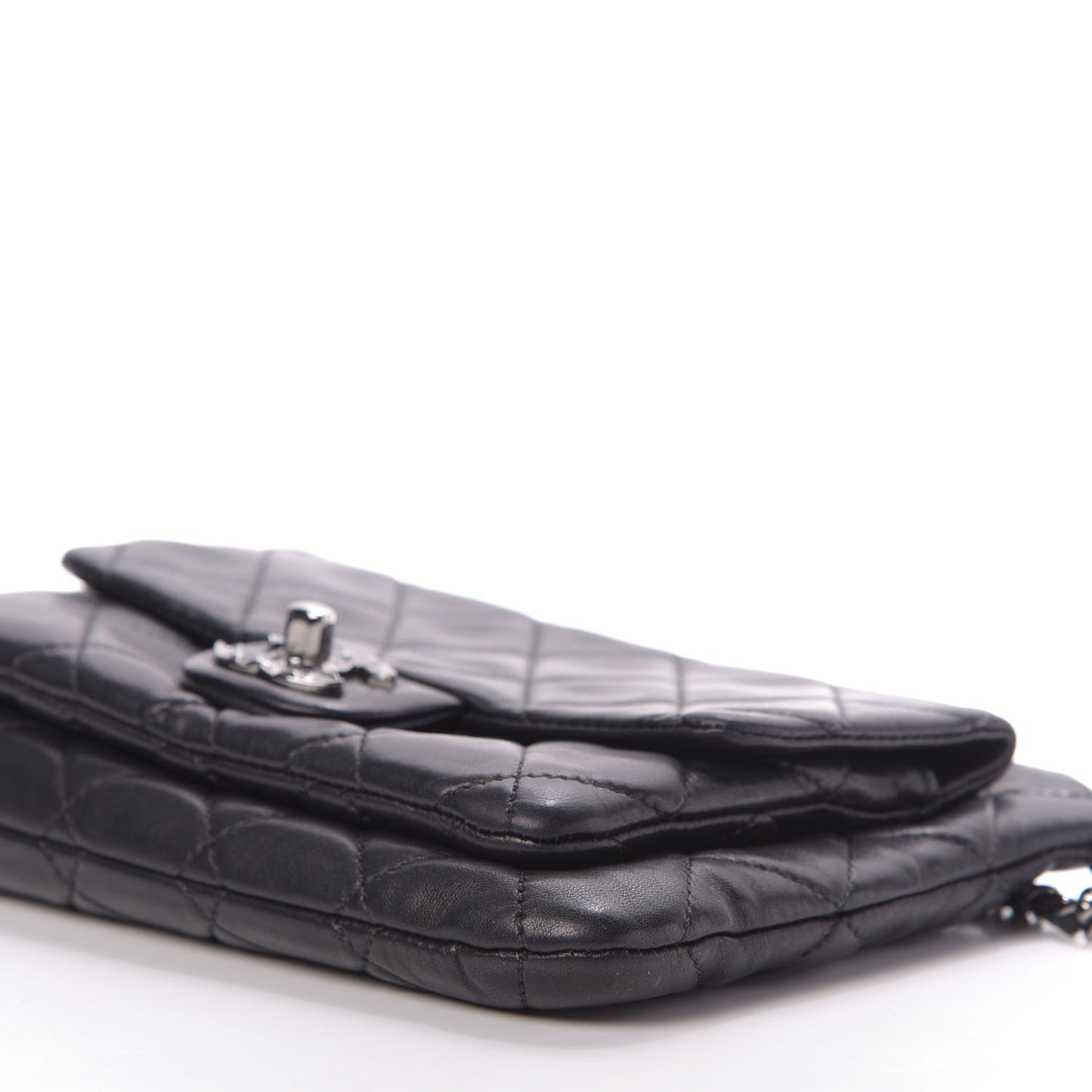 Lambskin Quilted Mineral Nights Flap Wristlet Black