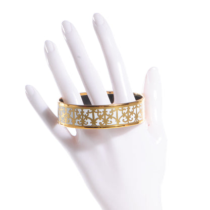 Hermes Enamel Printed Wide Balcons du Guadalquivir Bracelet 65 Gold 2 of 5