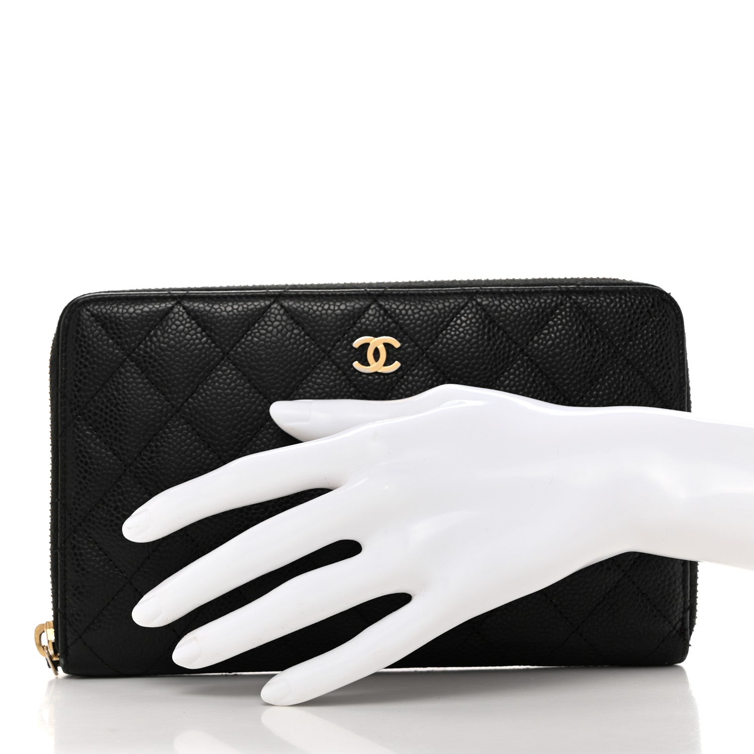 Chanel Caviar Quilted Large Zip Around Organizer Wallet Black 2 of 9