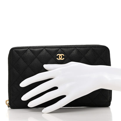 Chanel Caviar Quilted Large Zip Around Organizer Wallet Black 2 of 9