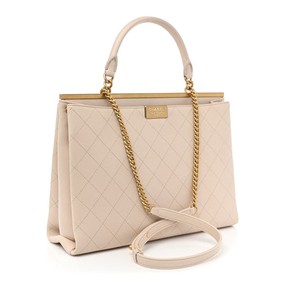 Chanel Lambskin Stitched Large Coco Luxe Tote White 3 of 10