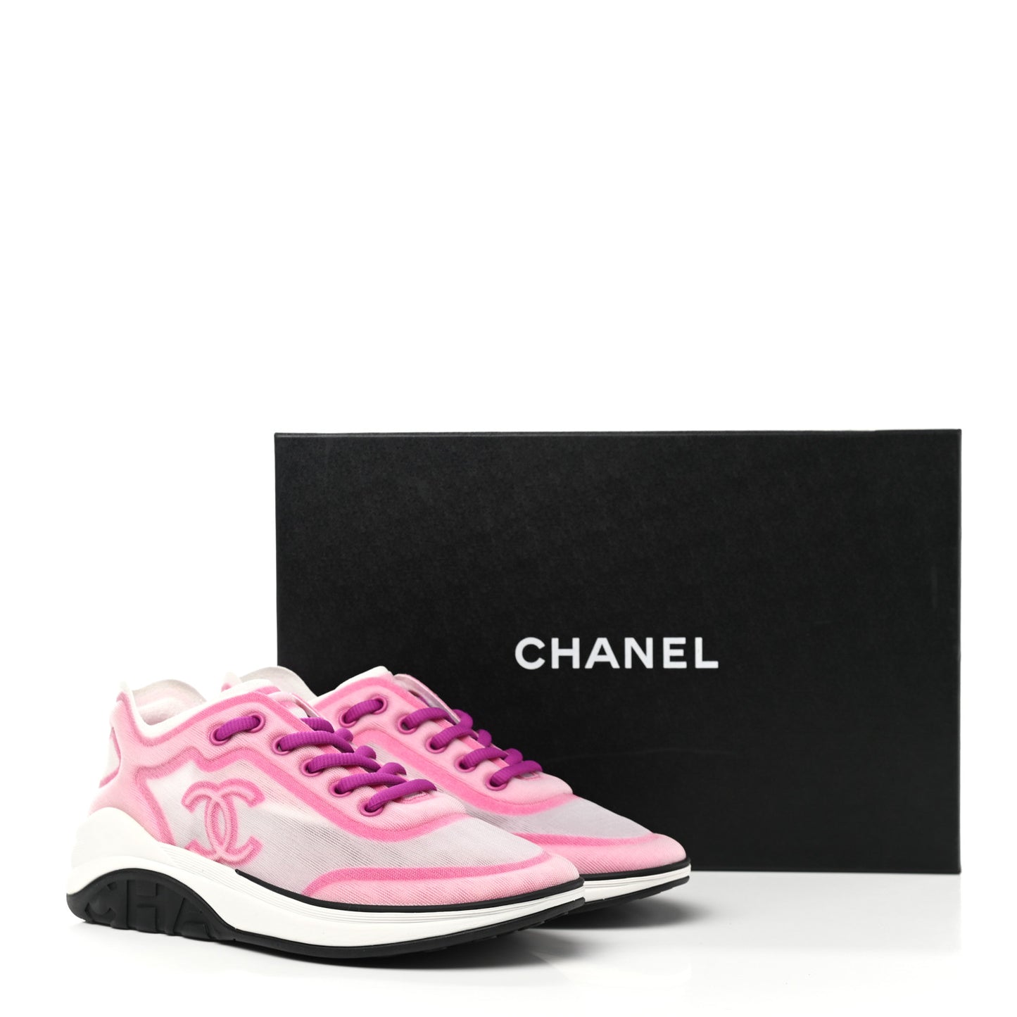 Calfskin Mesh Lycra Womens Logo Sneakers 36 White Pink