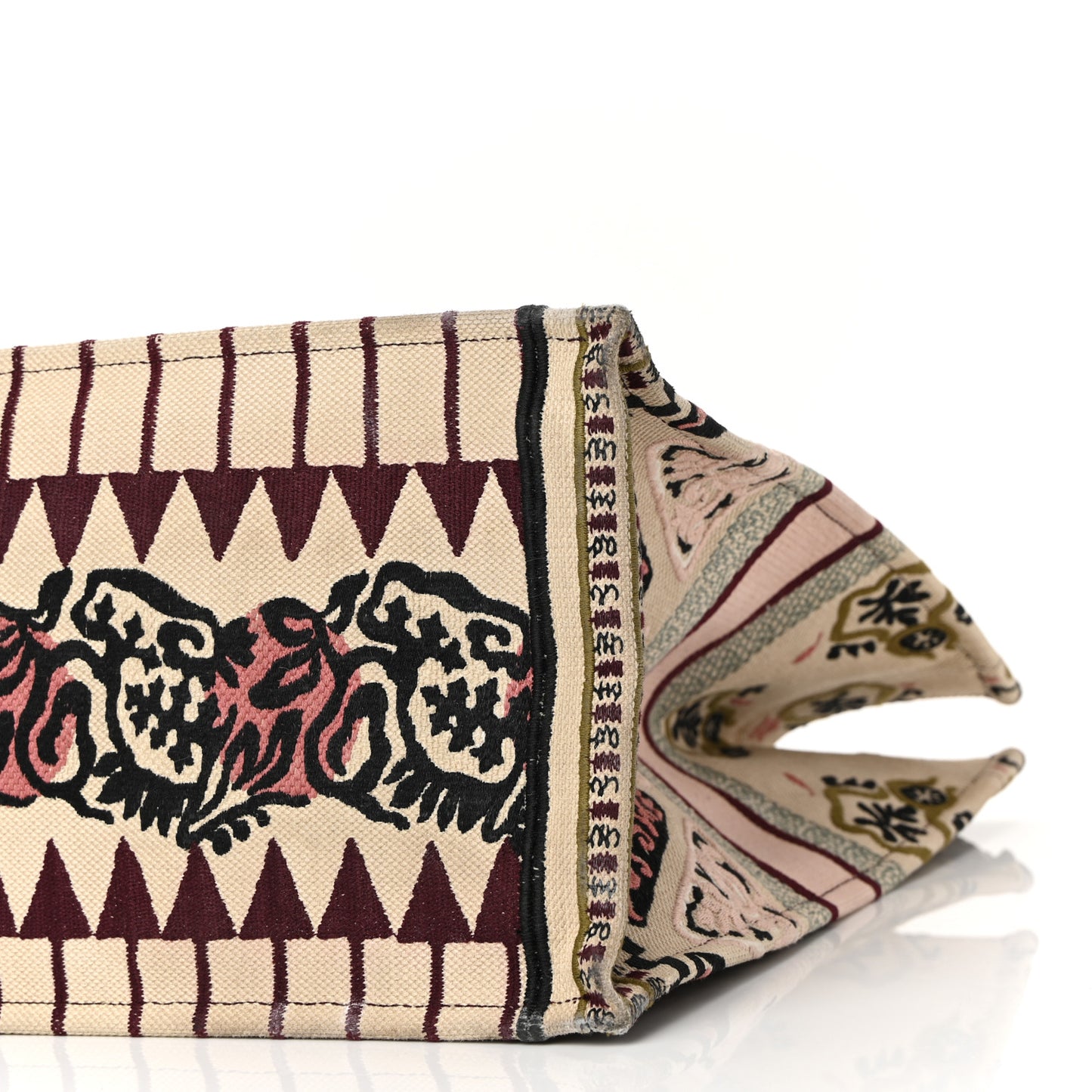 Canvas Embroidered Geometric Book Tote Multicolor