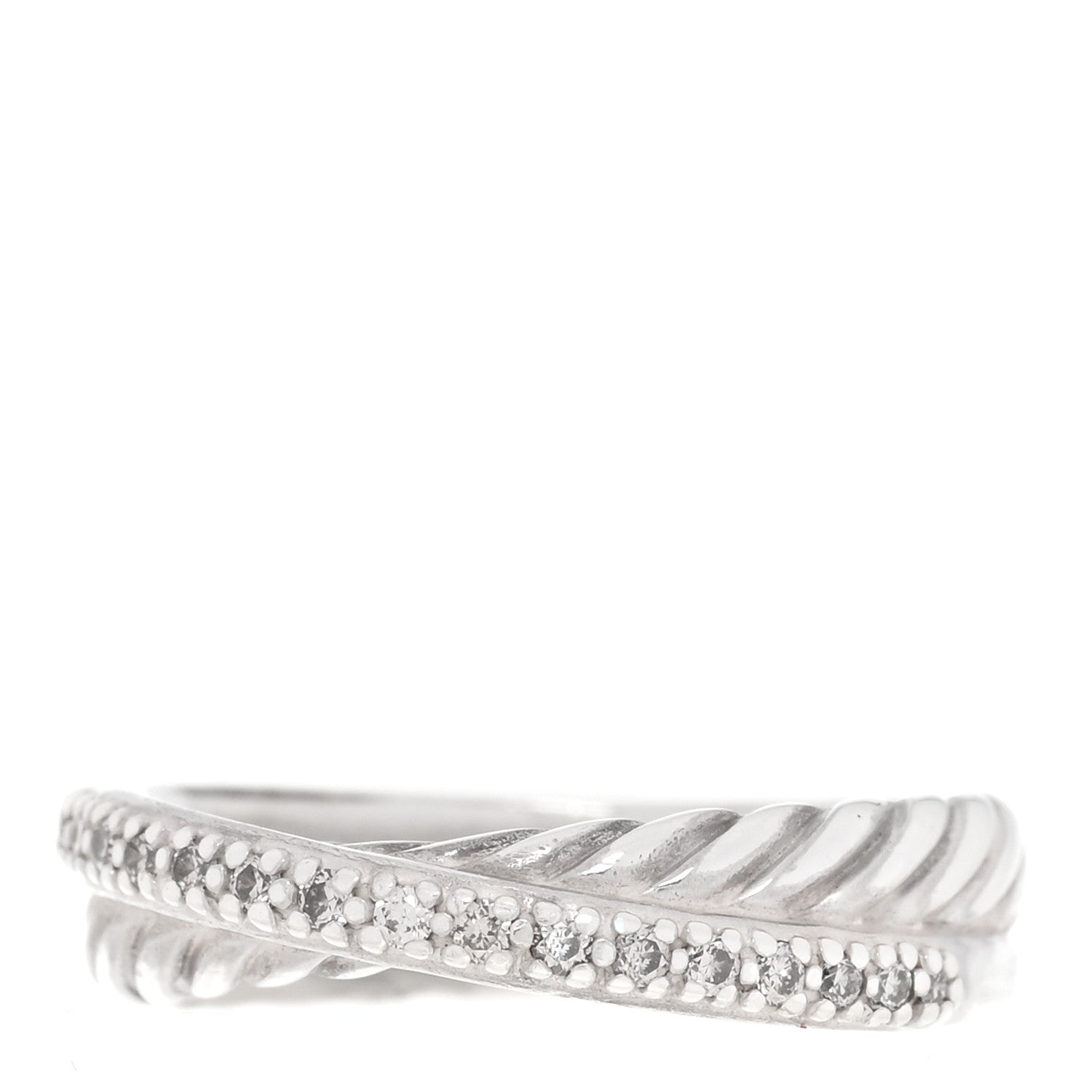 David Yurman Sterling Silver Diamond 5mm Crossover Ring 54 7 1 of 4