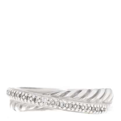 David Yurman Sterling Silver Diamond 5mm Crossover Ring 54 7 1 of 4