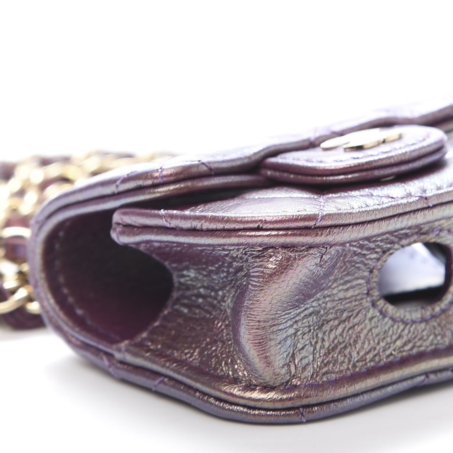 Iridescent Lambskin Quilted Airpods Pro Case Purple