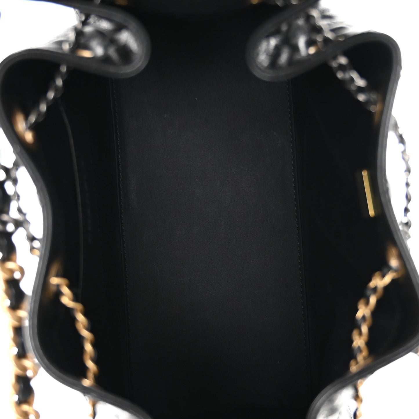 Shiny Crumpled Calfskin Quilted Small Chanel 25 Handbag Black