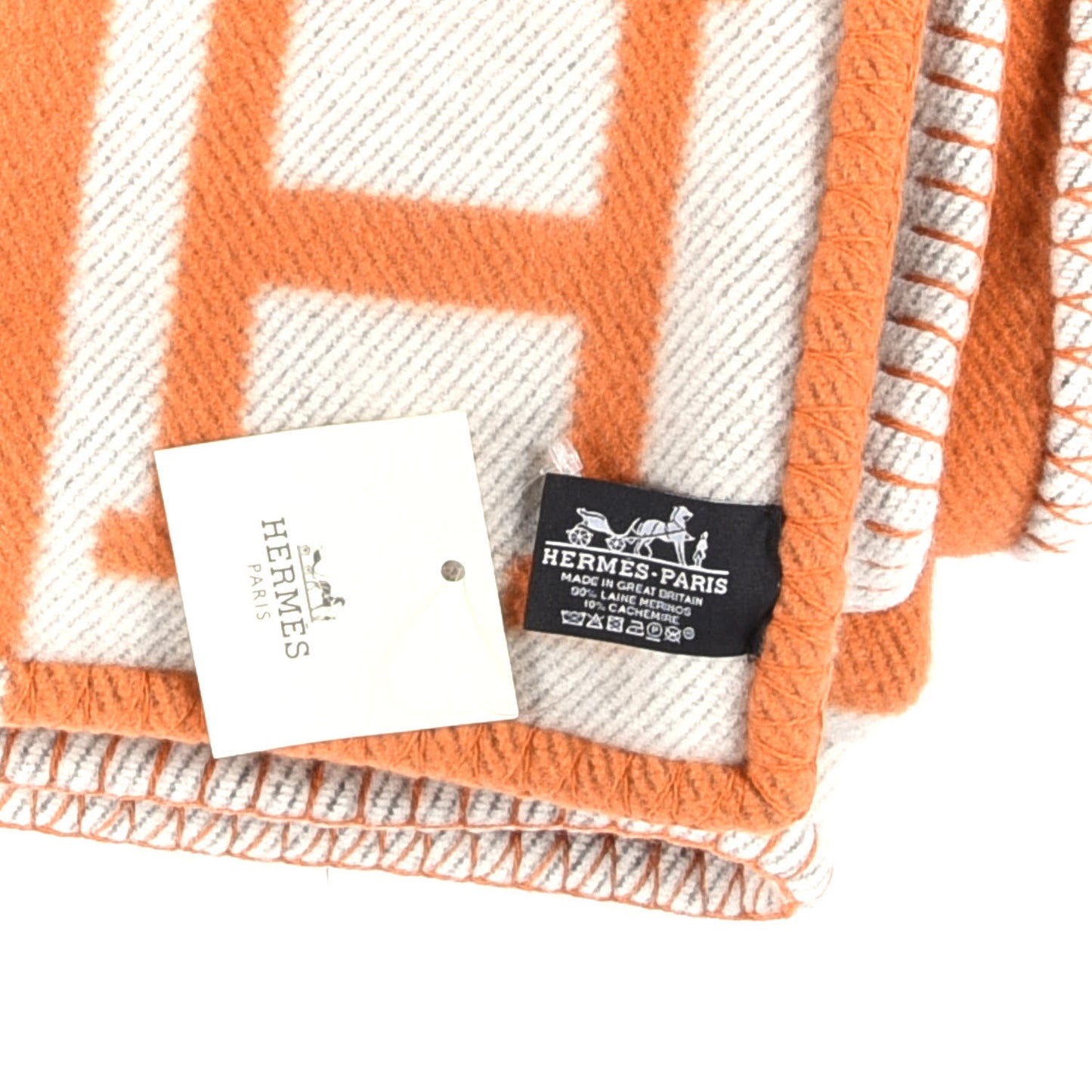Wool Cashmere Signature Classic Avalon Blanket Ecru Potiron