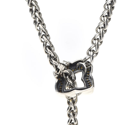 David Yurman Sterling Silver 18K Yellow Gold Quatrefoil Lariat Wheat Chain Necklace 6 of 6